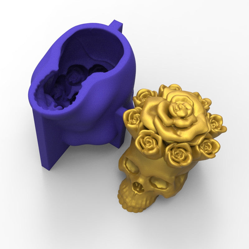 Rose Skull Silicone Mold - Gothic Soap & Resin Crafting