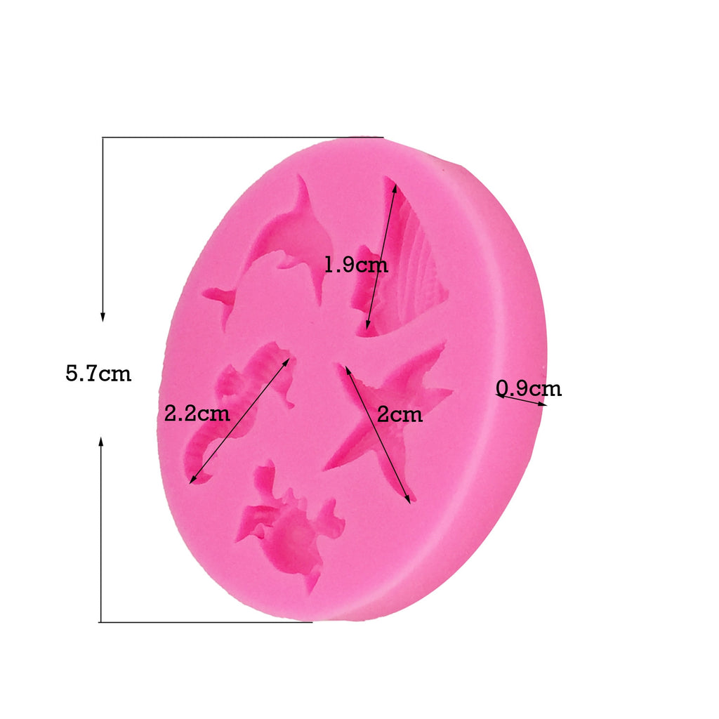 Ocean Sea Life Silicone Mold - Starfish, Shells, Dolphins & Crabs