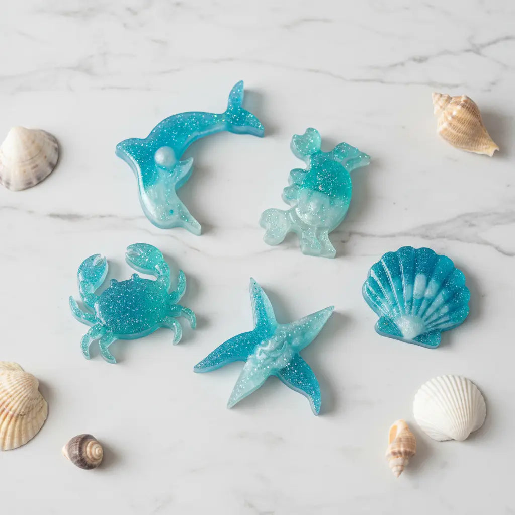 Ocean Sea Life Silicone Mold - Starfish, Shells, Dolphins & Crabs