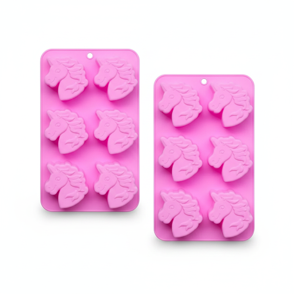 Food grade unicorn silicone mold – 6-cavity pastel pink tray for chocolate, candy, soap and ice cubes