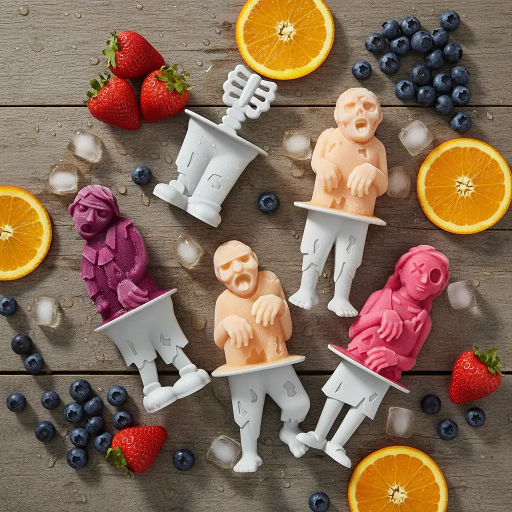 Zombie Popsicle Molds - 4-Pack with Skeleton Sticks